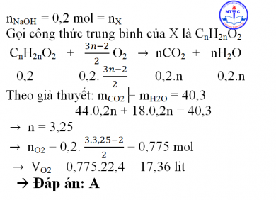 Hỗn hợp X gồm axit axetic, etyl axetat và metyl axetat. Cho m gam hỗn hợp X tác dụng vừa đủ với 200 ml dd NaOH 1M.