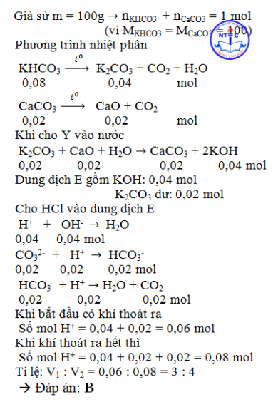 Nung m gam hỗn hợp X gồm KHCO3 và CaCO3 ở nhiệt độ cao đến khối lượng không đổi...